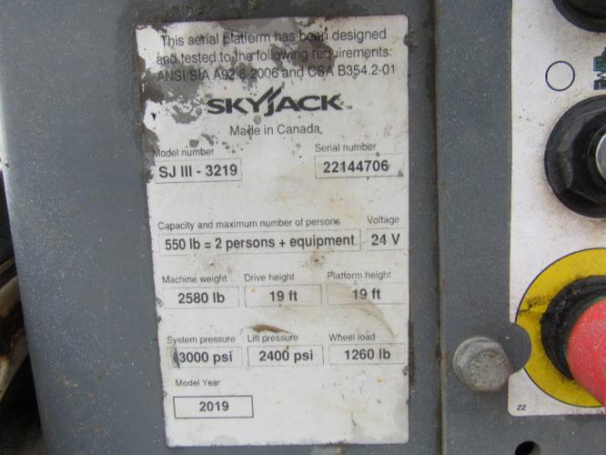 Used 2019 SKYJACK SJ3219 Scissor Lift, photo 19