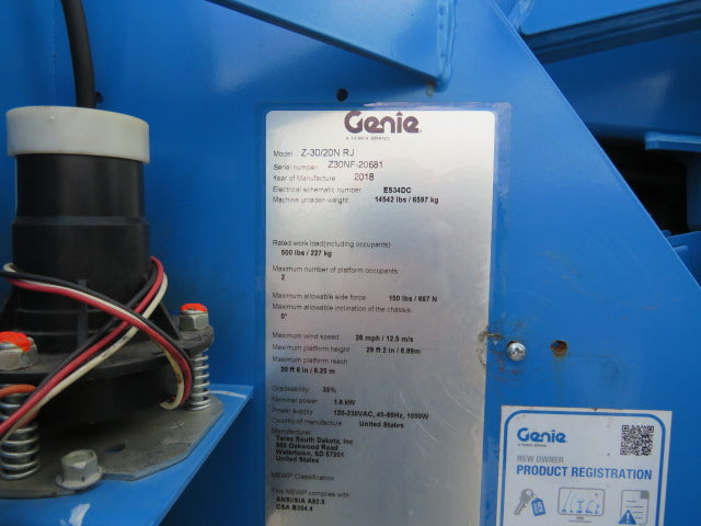 Used 2018 GENIE Z-30/20N RJ Articulating Boom Lift