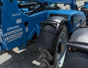 2016 GENIE GTH-636 Used Telehandler Forklift rear wheel view.
